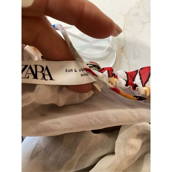 Zara Womens Embroidered mini Dress Sz L Lined Boho Hippie - Picture 9 of 11